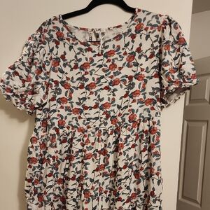 Floral Print Dress with Puff Sleeves